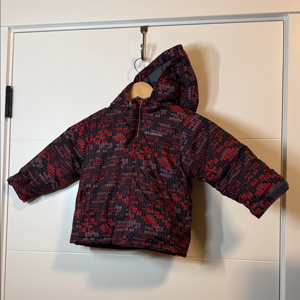 Columbia Red and Black Patterned Hooded Jacket